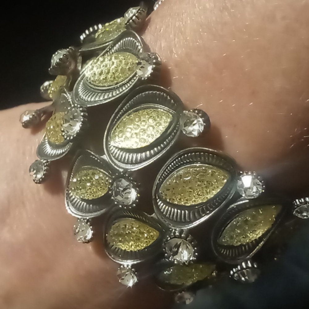 Ellen Tracy Silver tone expandable bracelet yellow and Silver Women's Bracelet